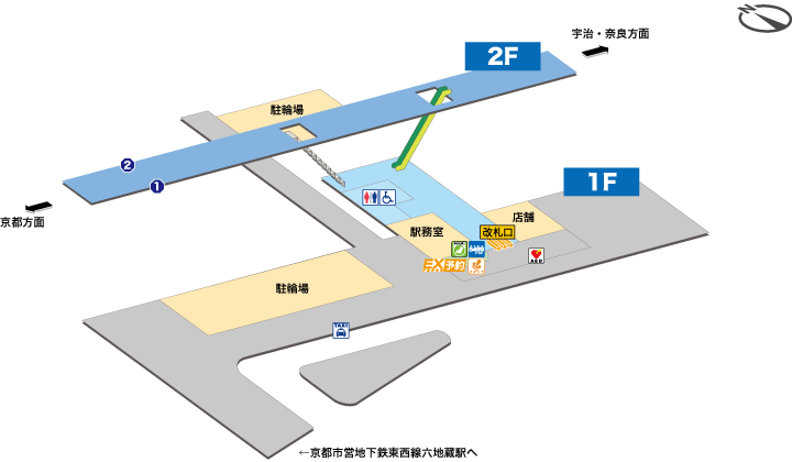 六地蔵駅の構内図
