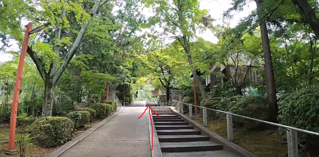 どんどん、階段を登っていきます。周りの木々はモミジで、秋にはモミジのトンネルになるそうです。