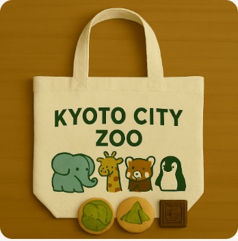 京都市動物園オリジナルのロゴや動物イラスト入りトートバッグ