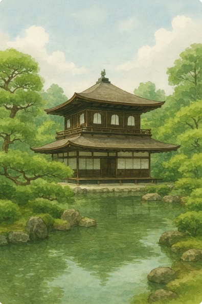 銀閣寺の景色を描いた「ポストカード」