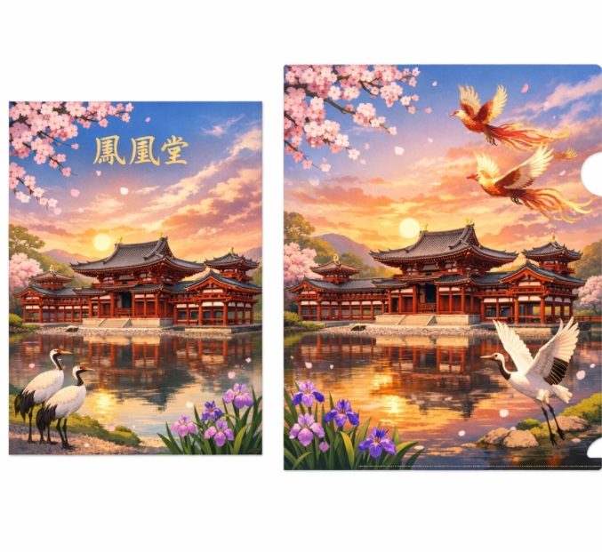 鳳凰堂デザインのポストカード・クリアファイル