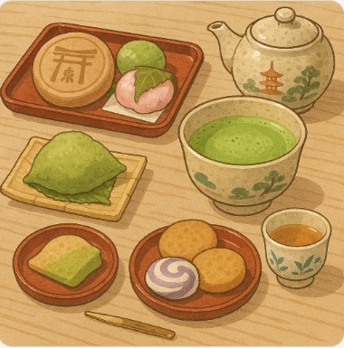 京都ならではの味わいを取り入れたお菓子やお茶セット