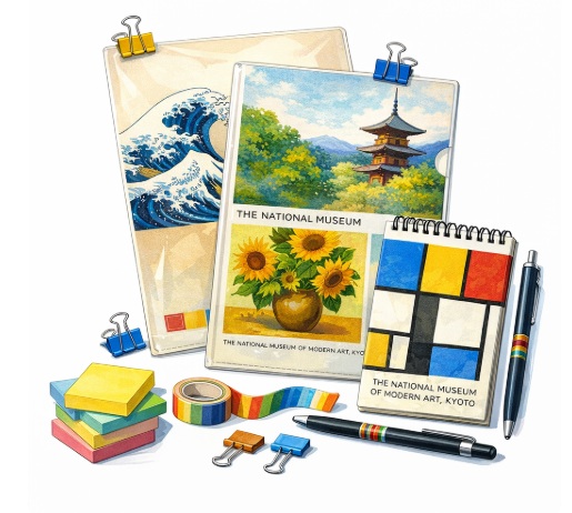 京都国立近代美術館の 作品デザインのクリアファイルや文房具