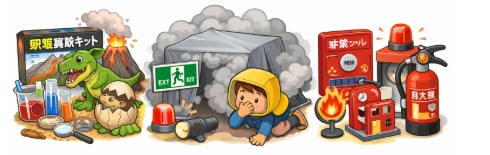 恐竜実験キット 煙体験キット ミニ消火器セット