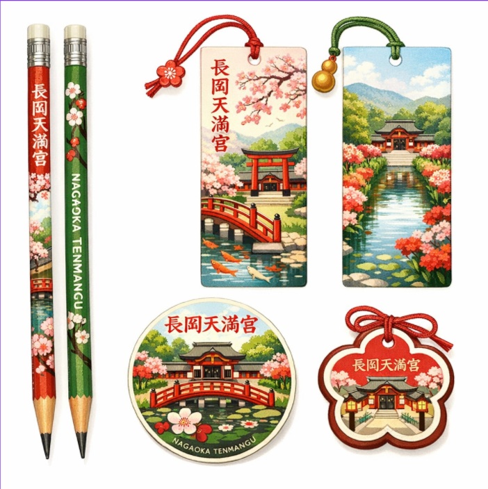 長岡天満宮の文房具系お土産（鉛筆・しおりなど）